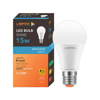 ถูกที่สุด✅  หลอดไฟ LED 15 วัตต์ Daylight LAMPTAN รุ่น SHINE E27 Light Bulbs