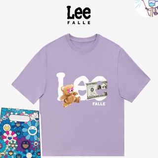 [S-5XL]Leefalle เสื้อยืดแขนสั้น คอกลม ทรงหลวม เข้ากับทุกการแต่งกาย สไตล์อเมริกัน แฟชั่นฤดูร้อน สําหรับคู่รัก