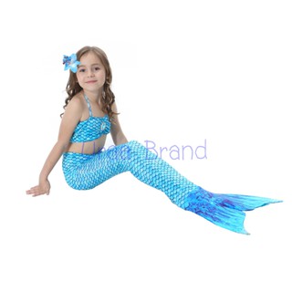 &lt; ส่งฟรี/พร้อมส่ง &gt; ชุดนางเงือก Mermaid Swiming เซ็ท 3 ชิ้น รุ่น Super Dot (สีฟ้าอ่อน)