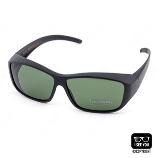 แว่นกันแดดแบบสวมทับแว่นสายตา เลนส์โพลาไรซ์ CU2 Fit Over Polarized 022 สีดำด้าน/เลนส์เทาอมเขียว G15