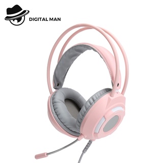 Ajazz AX120 Pink ชุดหูฟังสำหรับเล่นเกม ชุดหูฟังโทร หูฟังพร้อมไมโครโฟน Gaming Headset 3.5mm #Digital Man