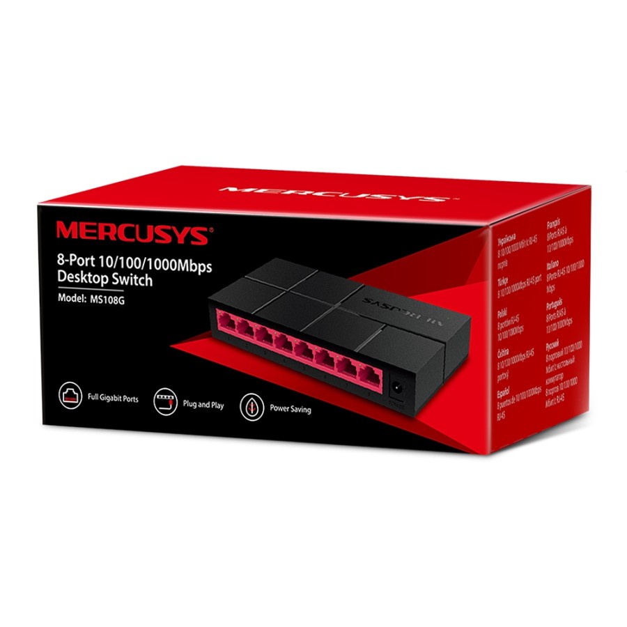 Mercusys MS108G HUB Switch 8-Port 10/100/1000Mbps 8PTOS/RJ45/PLUG and Play Desktop Switch