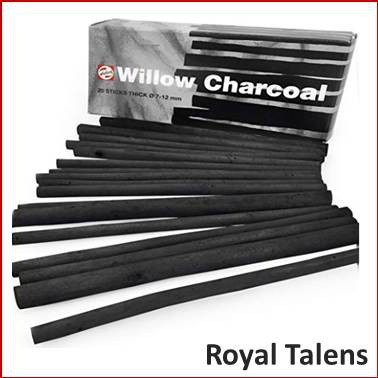 ถ่านชาโคลแท่ง สีดำ ตรา Royal Talens Willow Charcoal