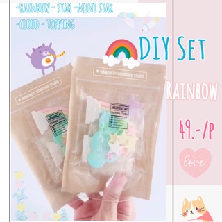 🌈✨🌷พร้อมส่ง ‼️ ชุดแต่งเค้กสายรุ้งพาสเทล  Rainbow DIY Set. (ถ่ายจากสินค้าจริง)