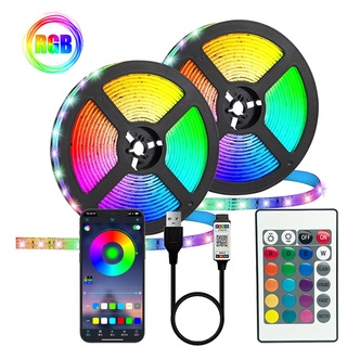 แถบไฟ LED RGB USB 5050 บลูทูธ ควบคุมอินฟราเรด ยืดหยุ่น ยาว 1-20 เมตร สําหรับตกแต่งหน้าจอทีวีตั้งโต๊ะ