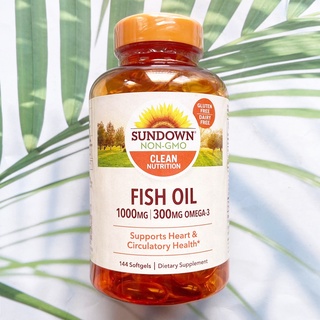 50% OFF ราคา Sale!!! โปรดอ่าน สินค้า EXP: 10/2023 (Sundown Naturals®) Fish Oil 1,000 mg 144 Softgels บำรุงสมองและหัวใจ