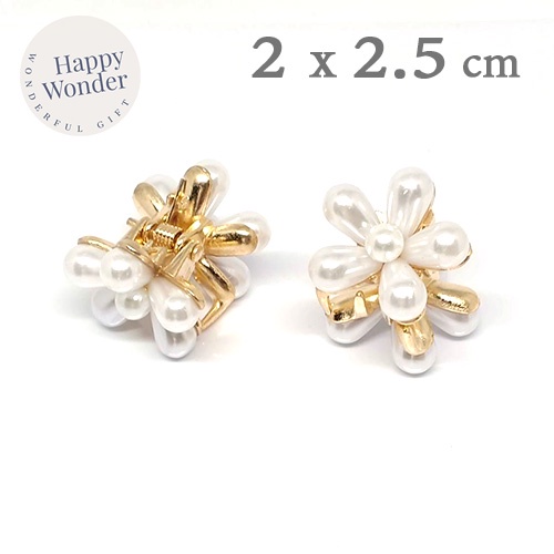 2ชิ้น กิ๊บหนีบผมเล็กคู่ ดอกไม้มุก ดอกไม้เพชร สีขาว  แนววินเทจ สำหรับสาวหวาน น่ารักมากๆ - รูปที่ 2