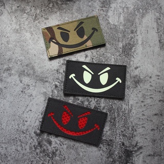 New smiling face laser engraving Velcro nylon reflective morale badge luminous armband tactical patch   /Badges/Emblem Decorative For Jackets Jeans Backpack