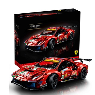 (สินค้าพร้อมส่ง) ตัวต่อเลโก ตัวต่อ  LEGO Technic Ferrari 488 GTE “AF Corse #51” 1677 ชิ้น เลโก้จีน