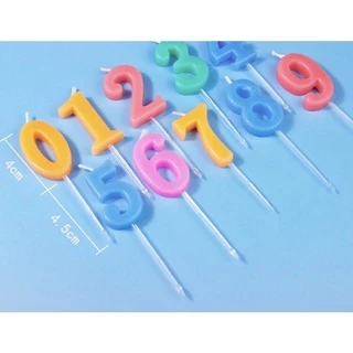 เทียนวันเกิดตัวเลข0-9 หลากสี พร้อมถาดรองน้ำตาเทียน(4)