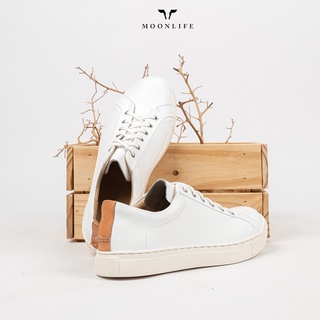 Moonlife Life sneaker - White รองเท้าหนังวัวปั่นนิ่ม