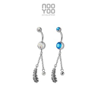 NooYoo จิวสะดือสำหรับผิวแพ้ง่าย Jewel with Feather &amp; Crystal Disc - 2 สี