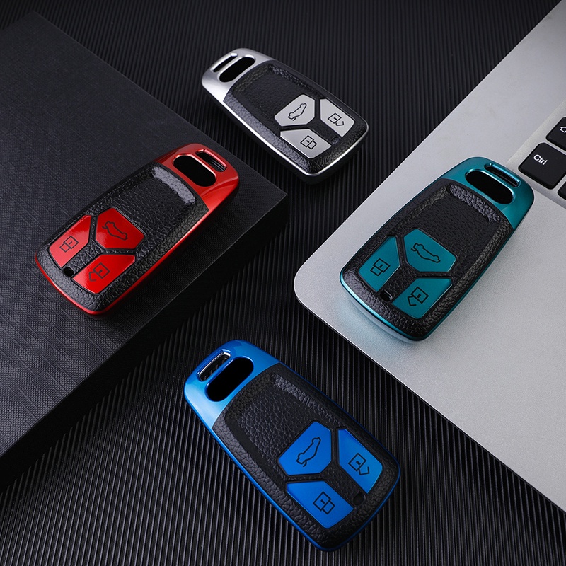 สไตล์หนัง Audi ฝาครอบกุญแจรถสําหรับ A4 A5 A7 Q5 Q7 TT TT TTS B9 R8 8S TDI Quattro Sline Audi Shell F