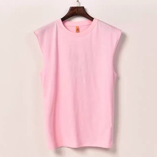 pink tank เสื้อแขนตัด เสื้อแขนกุดสีพื้น เสื้อสีชมพูอ่อน