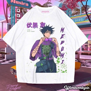 ผ้าฝ้ายแท้เสื้อเชิ้ต ขนาดใหญ่ | เสื้อยืด พิมพ์ลายอนิเมะ JUJUTSU KAISEN MEGUMI FUSHIGURO สไตล์สตรีท | เสื้อยืด โอเวอร์ไซซ