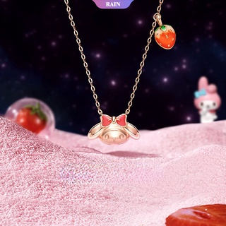 Kawaii Sanrio สร้อยคอโซ่ จี้การ์ตูน Kuromi My Melody สีโรสโกลด์ ของขวัญวันเกิด สําหรับผู้หญิง [RAIN]