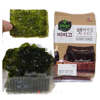 สาหร่ายเกาหลี ปรุงรสพร้อมทาน cj bibigo savory roasted korean seasoned seaweed 4g 비비고 햇바삭김