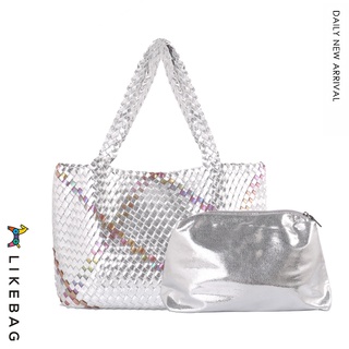 Likebag กระเป๋าแฟชั่นทอกระเป๋า Casual Tote กระเป๋าหนังนุ่มกระเป๋าถือขนาดใหญ่ความจุกระเป๋าสุภาพสตรี