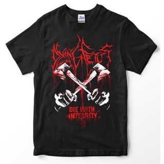 เสื้อยืดผ้าฝ้ายเสื้อยืด พิมพ์ลายวงดนตรี fetus Die with integrity โลหะตายL XL  XXL 3XL