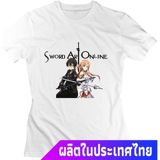 ㏘㏂※New  ตัวละครในเกมมือถือ แอนิเมชั่นญี่ปุ่น Seico Womens Sword Art Online T-Shirt คอกลม แฟชั่น แขนสั้น แฟชั่น เสื้อยืด