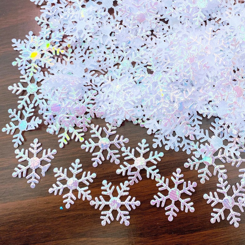 200 ชิ้น/ล็อต 3 ซม.เกล็ดหิมะคริสต์มาส Confetti ประดิษฐ์หิมะ Xmas Tree เครื่องประดับตกแต่งสําหรับ Home Party งานแต่งงาน Decor