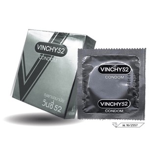 (3 กล่อง)✅✅Vinchy 52 Condom ถุงยางอนามัยวินชี่ 52 มม.กล่องละ 3 ชิ้น ไม่ระบุหน้ากล่อง (แพก 3 กล่อง ราคาส่ง)