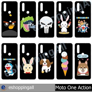 เคส moto one action เคสมือถือกรอบยางลายการ์ตูนพื้นสีดำ กรอบมือถือพร้อมส่งในไทย