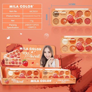 MC5031 อแชโดว์ MILA  COLOR 8เชดสีในตลับเดียว อายแชโว์โทนส้มอิฐแดง สีสวยติดทนนาน🍊🌼