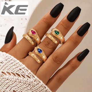 Ring Simple colorful diamond snake-shaped gold three-piece ring for women for girls for women