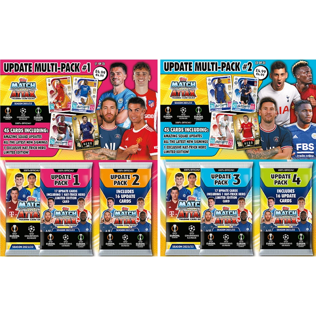 Update Multipack Blue & Pink - Match Attax 21/22 - พร้อมการ์ด Ronaldo & Messi Hat Trick Hero