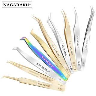NAGARAKU แหนบคีบขนตา ชนิดสเตนเลส ทรงตรง โค้ง อุปกรณ์ทำเล็บ ต่อขนตา