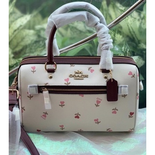 👑ผ่อน0%แท้100%👑 กระเป๋าสะพาย หมอน สีขาวดอกหัวใจ ขนาด 10.5 นิ้ว COACH C3243 ROWAN SATCHEL