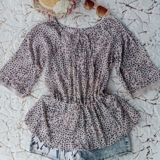 เสื้อแขนสั้นผ้าชีฟอง สีชมพู