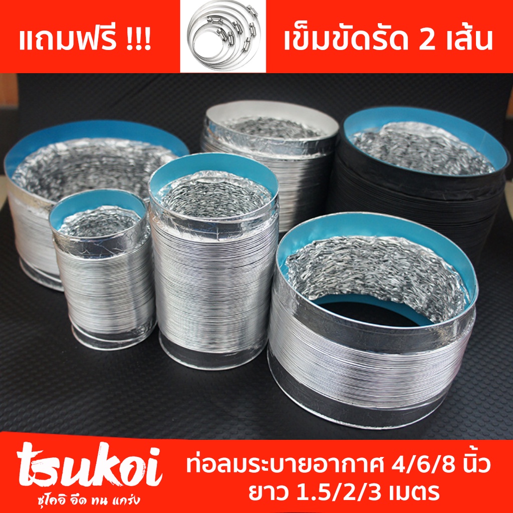 🔥สินค้าคุณภาพ ท่อแอร์เคลื่อนที่ ท่ออลูมิเนียมสองชั้น 4/6/8นิ้ว ยาว 1.5/3/5 เมตร ทนความร้อน ท่อระบายอากาศ ท่อลมระบายอากาศ