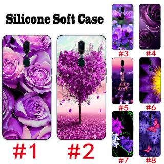 เคสโทรศัพท์มือถือ Oppo F11 Pro Realme C1 C2 3 Pro ปลอก TPU อ่อน ดอกไม้สีม่วงโรแมนติก