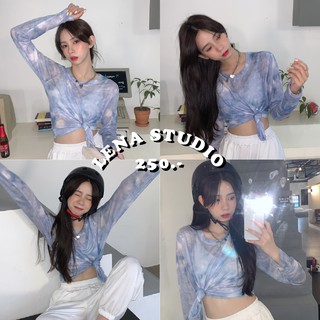 Lena Studio🌷พร้อมส่ง ♡ Marble Blue Top เสื้อลายมัดย้อมสไตล์เกาหลีสีฟ้า