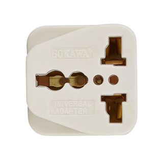 🔥แนะนำ!! SOKAWA อะแดปเตอร์ (ทองเหลืองแท้) รุ่น S-071 ขนาด 3.5 x 3.5 x 4 ซม. สีขาว Electrical Plugs, Adapters &amp; Splitters