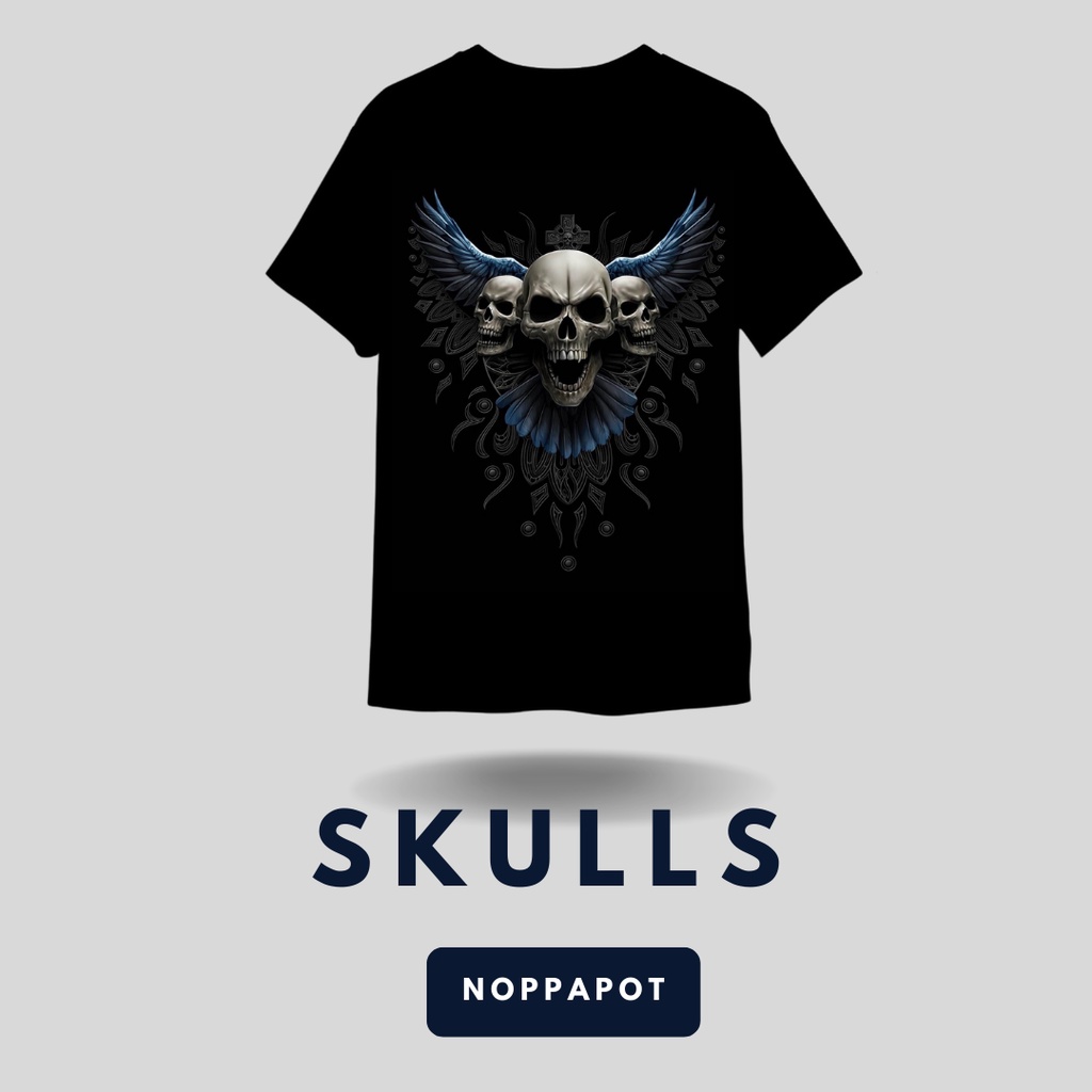 Noppapot 2022 เสื้อยืด*วินเทจ* ลายหัวหัวกะโหลก สกรีนคมชัด สวยตรงปกผ้าCotton 100%ผ้า สินค้าพร้อมจัดส่ง