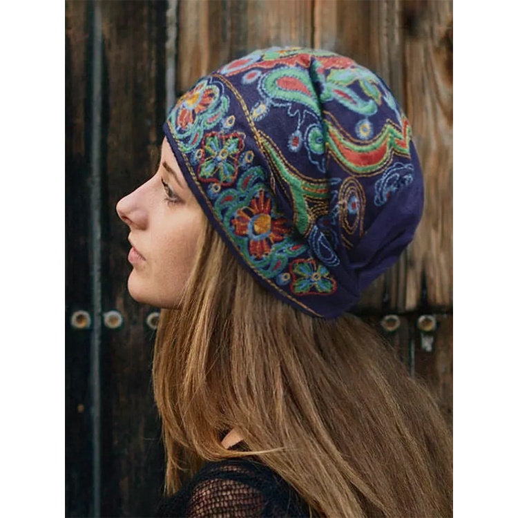 Vintage ปัก Floral Hollow Out Hat Travel Bandanas พิมพ์หมวก