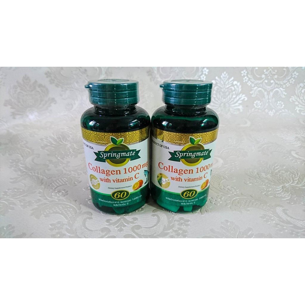 สปริงเมท คอลลาเจน Springmate Collagen Hydrolyzed VitaminC Ornithine 60 เม็ด ( EXP : 29/03/21 ) มี อ.ย ไทย ครบถ้วน