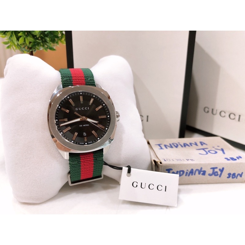 New Gucci GG2570 นาฬิกากุชชี่สายผ้าเขียวแดงแท้