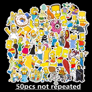 ✨พร้อมส่ง✨The Simpsons 50 แผ่น  พีวีซี กันน้ำ สติ๊กเกอร์ Simpson USA CARTOON Sticker เดอะซิมป์สันส์