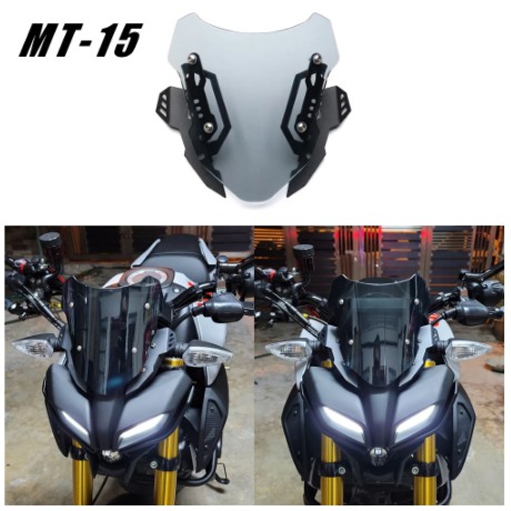 รถจักรยานยนต์กีฬากระจก WindScreen Visor Viser เหมาะสําหรับ mt15 MT-15 mt15 2018 2019 2020 18-19-20 Double Bubble mt15 อุปกรณ์เสริม
