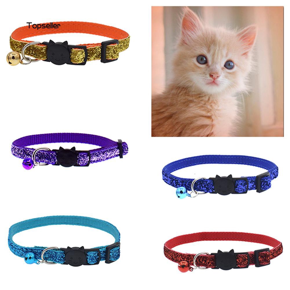 Bling Sequins Dog Cat Collars with Bell for Kitten Kitty ...