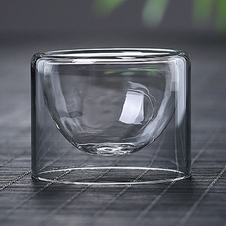 ถ้วยแก้วใสสองชั้น ขนาด 60 ml. Double-Layer Transparent Glass Small Teacup