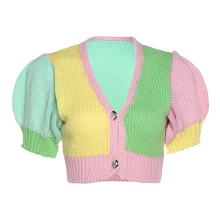 Theyourlooks ♡ พร้อมส่ง Multicolor contrast crop top