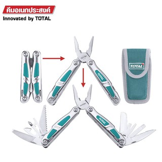 เครื่องมือช่าง Total รุ่น TFMFT01151 อเนกประสงค์ สแตนเลส 15 in 1 พับเก็บได้ แบบพกพา Foldable Multi-Function Tool คีม