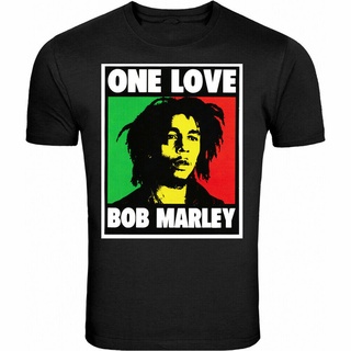 เสื้อยืดผ้าฝ้ายพิมพ์ลายขายดี เสื้อยืด ผ้าฝ้าย พิมพ์ลาย Bob Marley Rasta สีดํา
