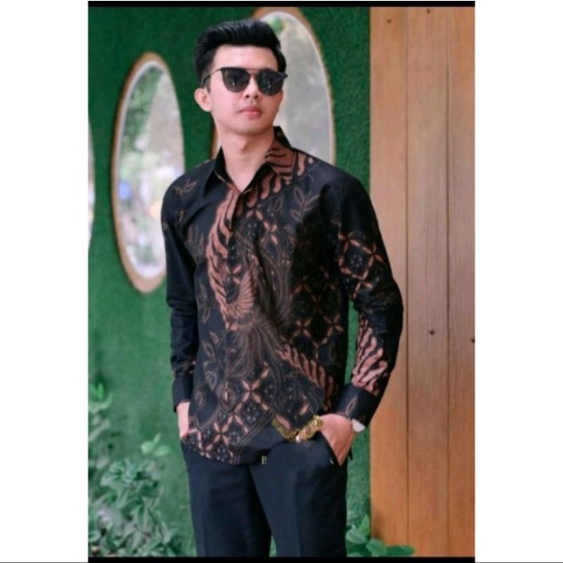 KATUN KEMEJA RIZWAN เสื้อเชิ้ตบาติกแขนยาวผู้ชาย, วัสดุผ้าฝ้ายสมัยใหม่, ซับในเต็มตัว