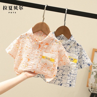 [Babycat] พร้อมส่ง ใหม่ เสื้อเชิ้ตแขนสั้น แฟชั่นฤดูร้อน สไตล์เกาหลี ญี่ปุ่น สําหรับเด็กผู้ชาย 2022